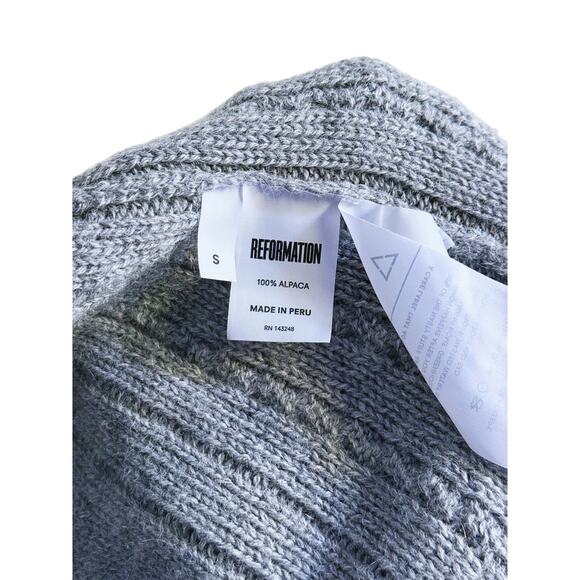 Reformation Chamonix 100% Alpaca Open Front Cardigan Chunky Knit Gray Small Fall - Picture 5 of 7